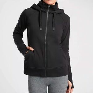 Athleta Triumph Zip Up Hoodie Jacket Black Size Medium #486251 Athletic Gym